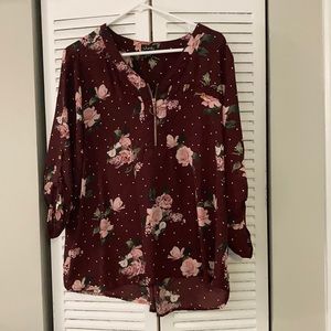 Burgundy Floral Blouse